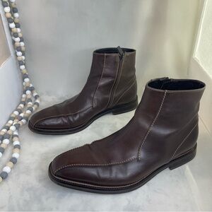 Hugo Boss Elegant Dark Brown Leather Men's Boots Size 9
